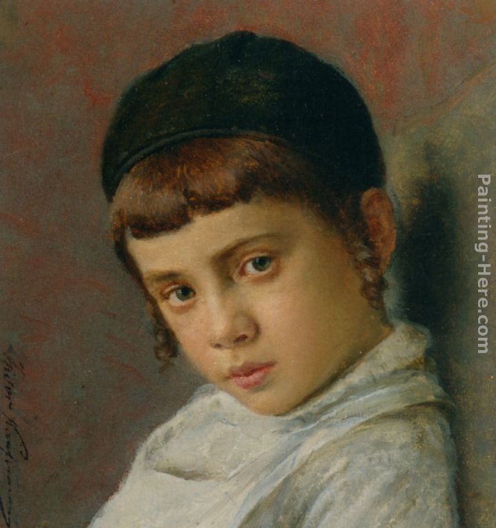 Isidor Kaufmann Portrait of a Young Boy with Peyot